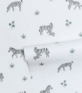TANZANIA - Papier peint enfant - Motif zèbre fond bleu